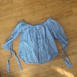Active USA Light Blue Off-Shoulder Blouse
